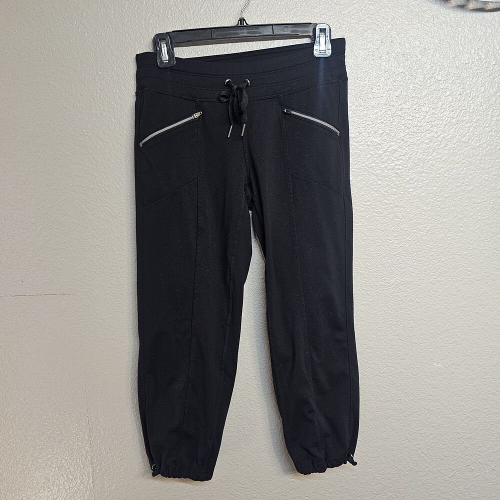 Athleta Women XS Black Jogger Pants Supplex Stretch Zip Pockets Drawstring GG805